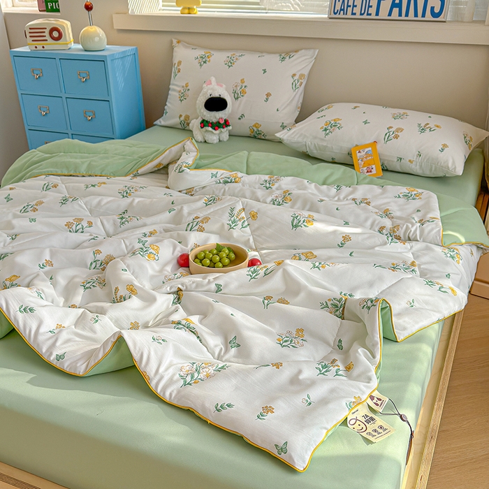 91家纺网 家纺一手货源 找家纺 老帅的工厂店 2026新款A类水洗皱皱纱7A抑菌夏被夏凉被空调被 田园诗集