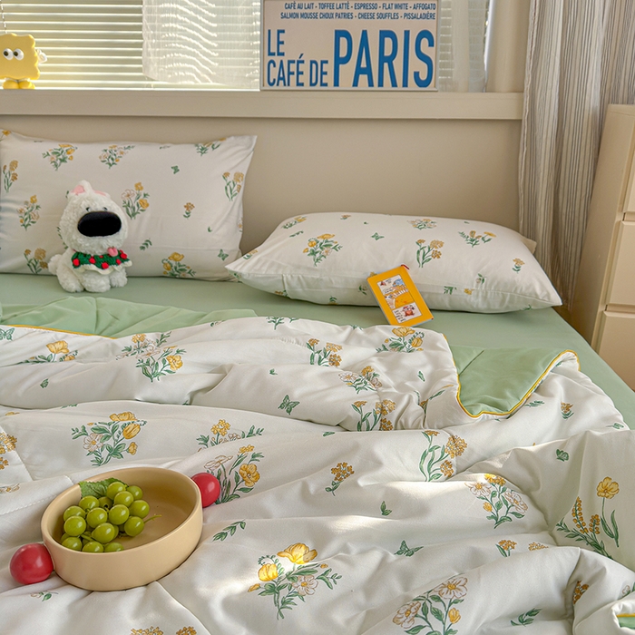 91家纺网 家纺一手货源 找家纺 老帅的工厂店 2026新款A类水洗皱皱纱7A抑菌夏被夏凉被空调被 田园诗集