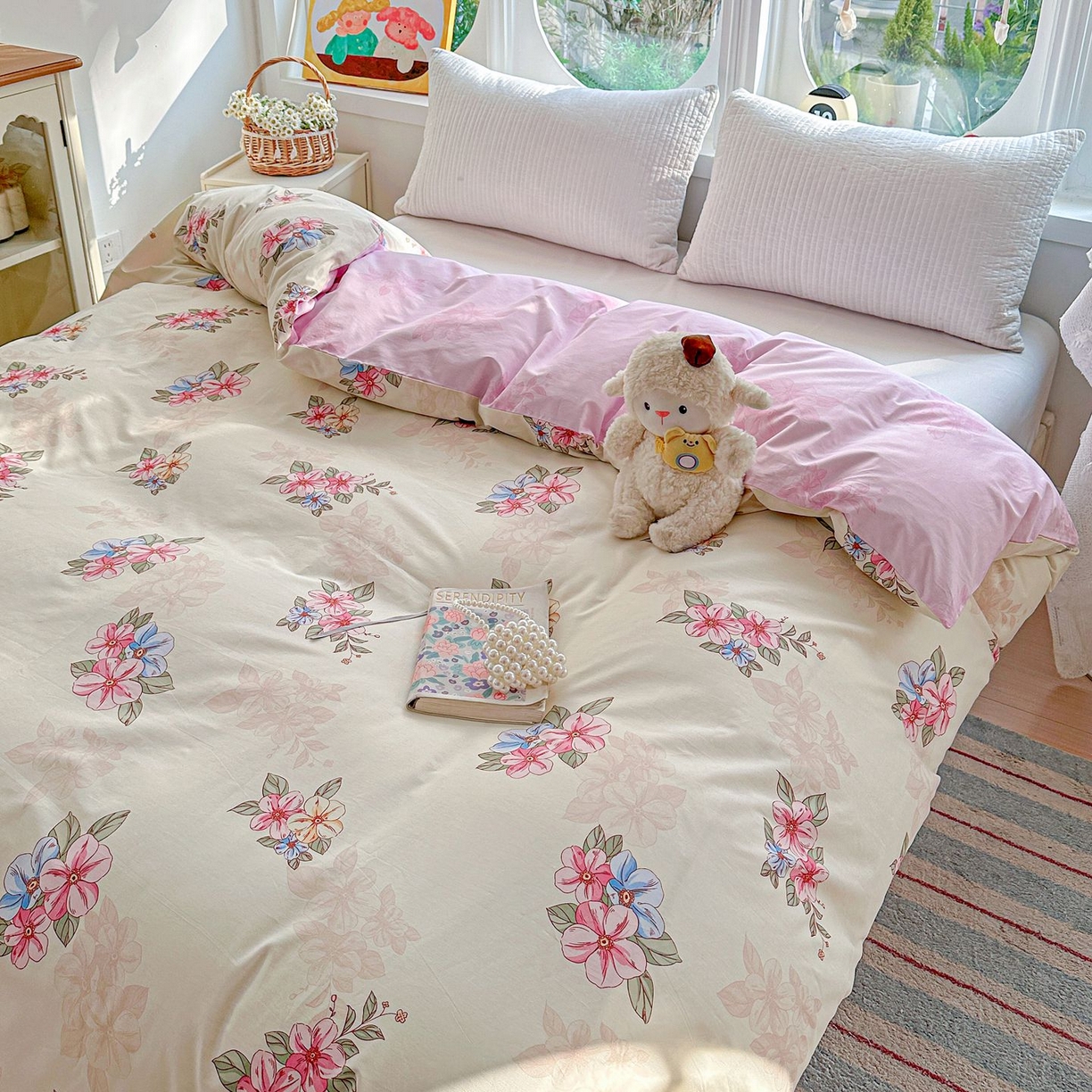 91家纺网 家纺一手货源 找家纺 恩泽家纺 2026新款13372ins全棉印花四件套单品系列-单被套 玉兰芬芳