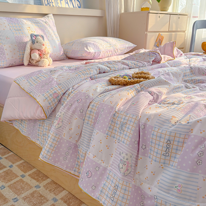 91家纺网 家纺一手货源 找家纺 老帅的工厂店 2026新款A类水洗皱皱纱7A抑菌夏被夏凉被空调被 童趣拼格