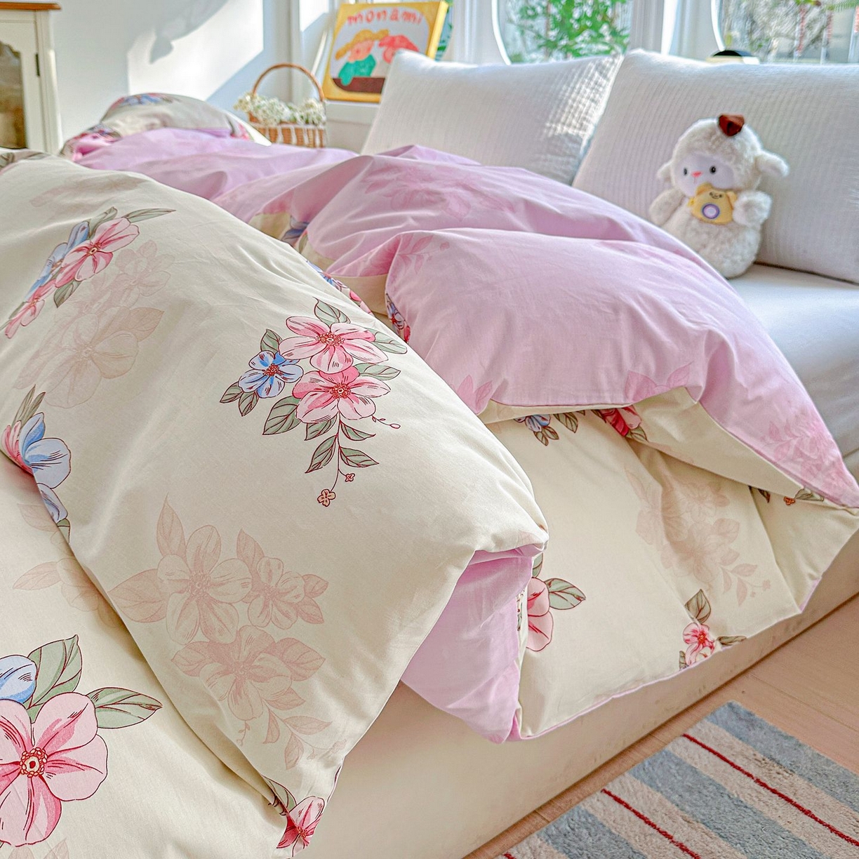 91家纺网 家纺一手货源 找家纺 恩泽家纺 2026新款13372ins全棉印花四件套单品系列-单被套 玉兰芬芳