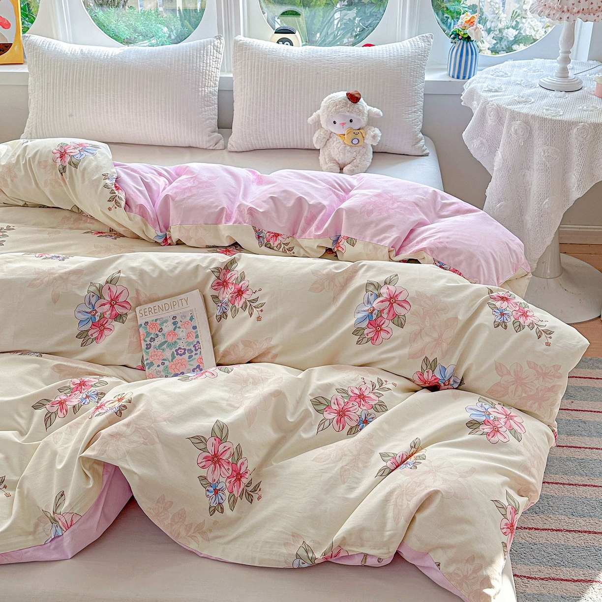 91家纺网 家纺一手货源 找家纺 恩泽家纺 2026新款13372ins全棉印花四件套单品系列-单被套 玉兰芬芳