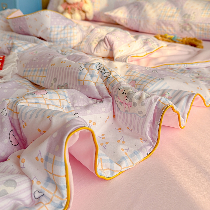 91家纺网 家纺一手货源 找家纺 老帅的工厂店 2026新款A类水洗皱皱纱7A抑菌夏被夏凉被空调被 童趣拼格