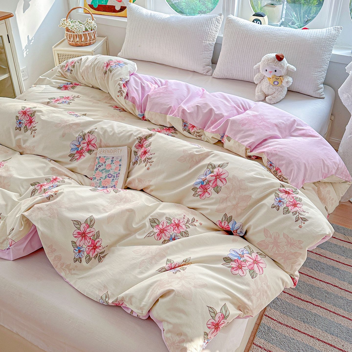 91家纺网 家纺一手货源 找家纺 恩泽家纺 2026新款13372ins全棉印花四件套单品系列-单被套 玉兰芬芳