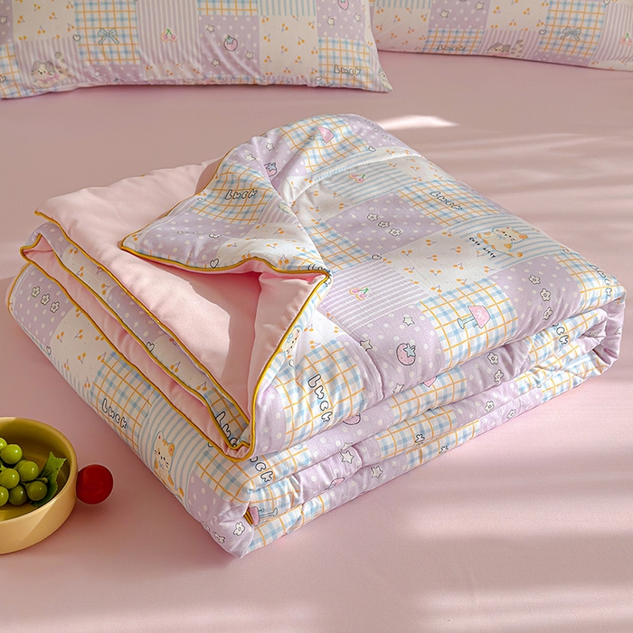 91家纺网 家纺一手货源 找家纺 老帅的工厂店 2026新款A类水洗皱皱纱7A抑菌夏被夏凉被空调被 童趣拼格