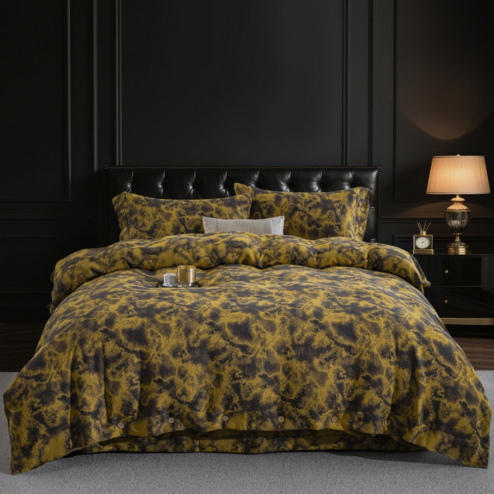 （总）双层纱家居 2026新款全棉纯棉色织提花双层纱纽扣款四件套-谜韵莎华