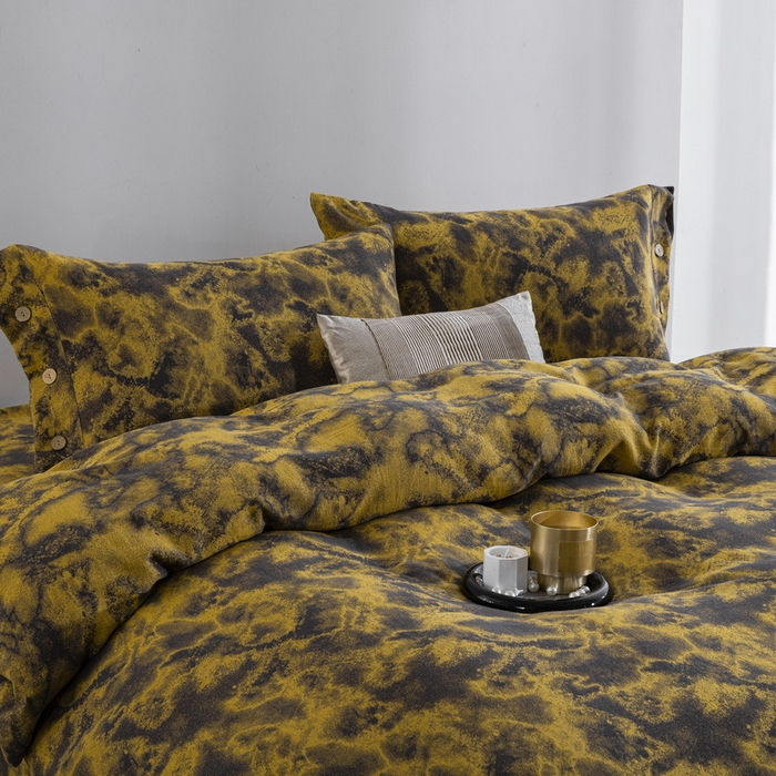 91家纺网 家纺一手货源 找家纺 （总）双层纱家居 2026新款全棉纯棉色织提花双层纱纽扣款四件套-谜韵莎华