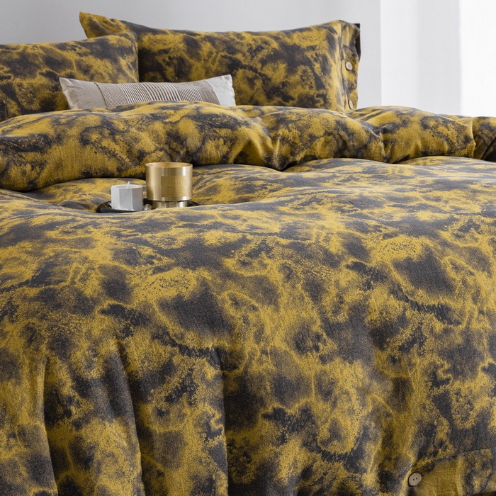 91家纺网 家纺一手货源 找家纺 （总）双层纱家居 2026新款全棉纯棉色织提花双层纱纽扣款四件套-谜韵莎华