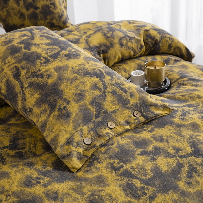 91家纺网 家纺一手货源 找家纺 （总）双层纱家居 2026新款全棉纯棉色织提花双层纱纽扣款四件套-谜韵莎华