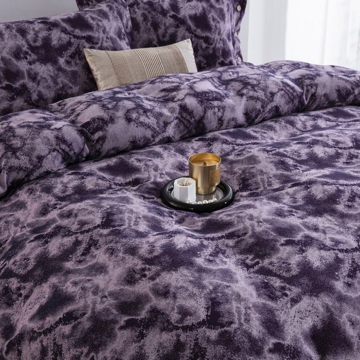 91家纺网 家纺一手货源 找家纺 双层纱家居 2026新款全棉纯棉色织提花双层纱纽扣款四件套-谜韵莎华 谜韵莎华-紫色