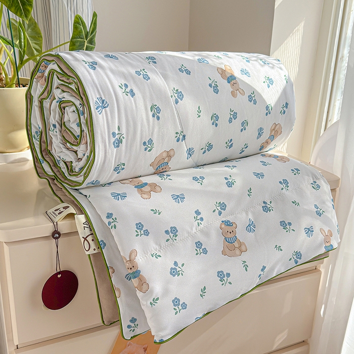 91家纺网 家纺一手货源 找家纺 老帅的工厂店 2026新款A类水洗皱皱纱7A抑菌夏被夏凉被空调被 晚安熊