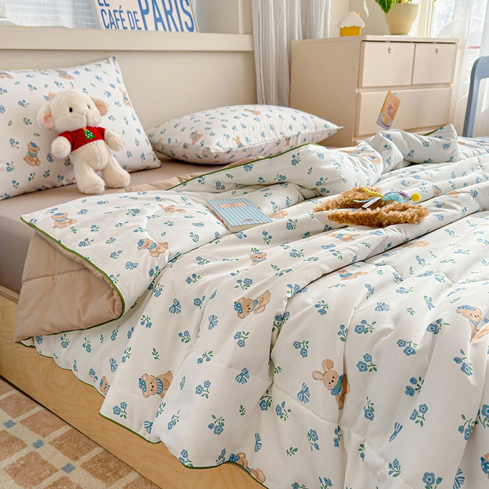 91家纺网 家纺一手货源 找家纺 老帅的工厂店 2026新款A类水洗皱皱纱7A抑菌夏被夏凉被空调被 晚安熊