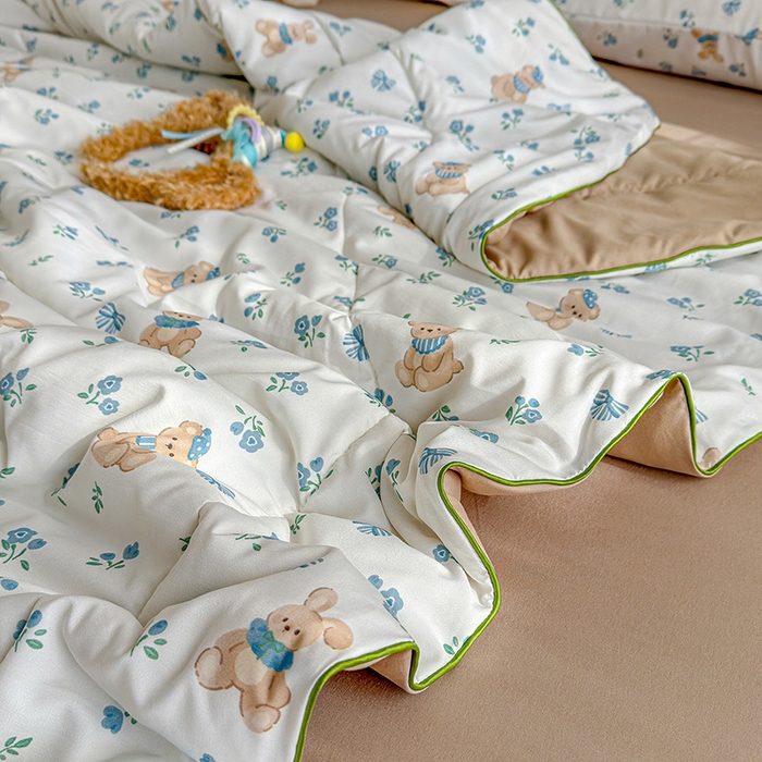 91家纺网 家纺一手货源 找家纺 老帅的工厂店 2026新款A类水洗皱皱纱7A抑菌夏被夏凉被空调被 晚安熊