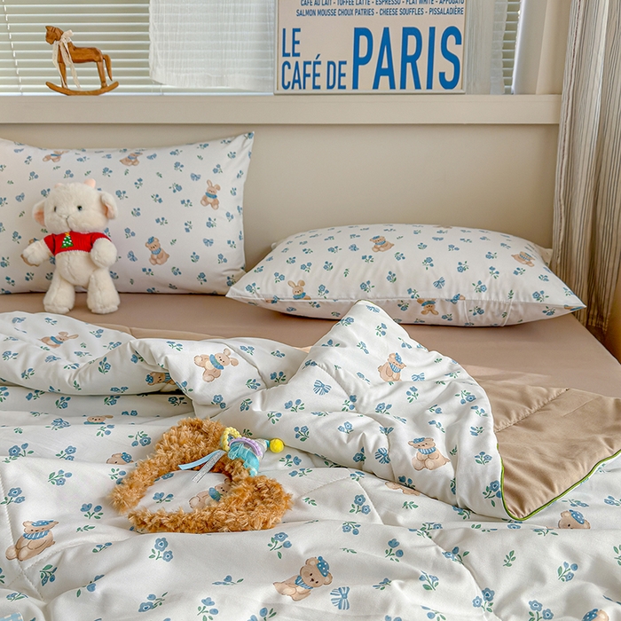 91家纺网 家纺一手货源 找家纺 老帅的工厂店 2026新款A类水洗皱皱纱7A抑菌夏被夏凉被空调被 晚安熊