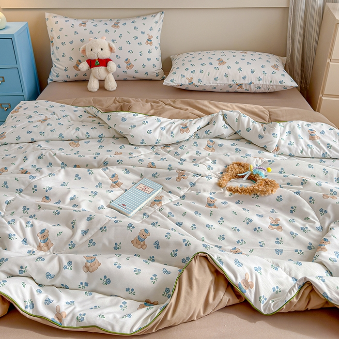 91家纺网 家纺一手货源 找家纺 老帅的工厂店 2026新款A类水洗皱皱纱7A抑菌夏被夏凉被空调被 晚安熊