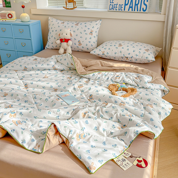 91家纺网 家纺一手货源 找家纺 老帅的工厂店 2026新款A类水洗皱皱纱7A抑菌夏被夏凉被空调被 晚安熊