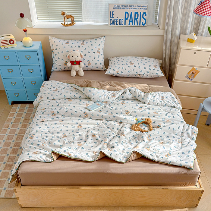 91家纺网 家纺一手货源 找家纺 老帅的工厂店 2026新款A类水洗皱皱纱7A抑菌夏被夏凉被空调被 晚安熊