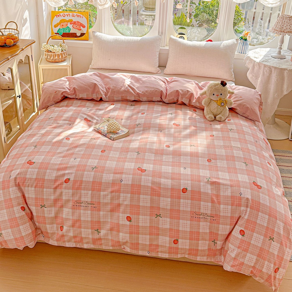 91家纺网 家纺一手货源 找家纺 恩泽家纺 2026新款13372ins全棉印花四件套单品系列-单被套 早安