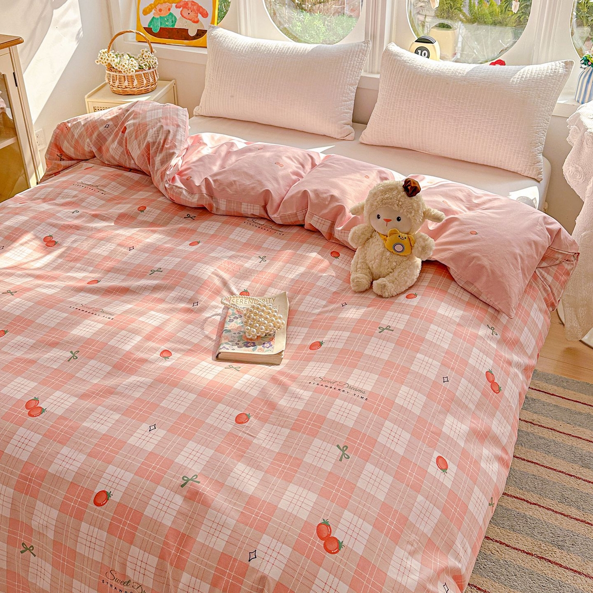 91家纺网 家纺一手货源 找家纺 恩泽家纺 2026新款13372ins全棉印花四件套单品系列-单被套 早安