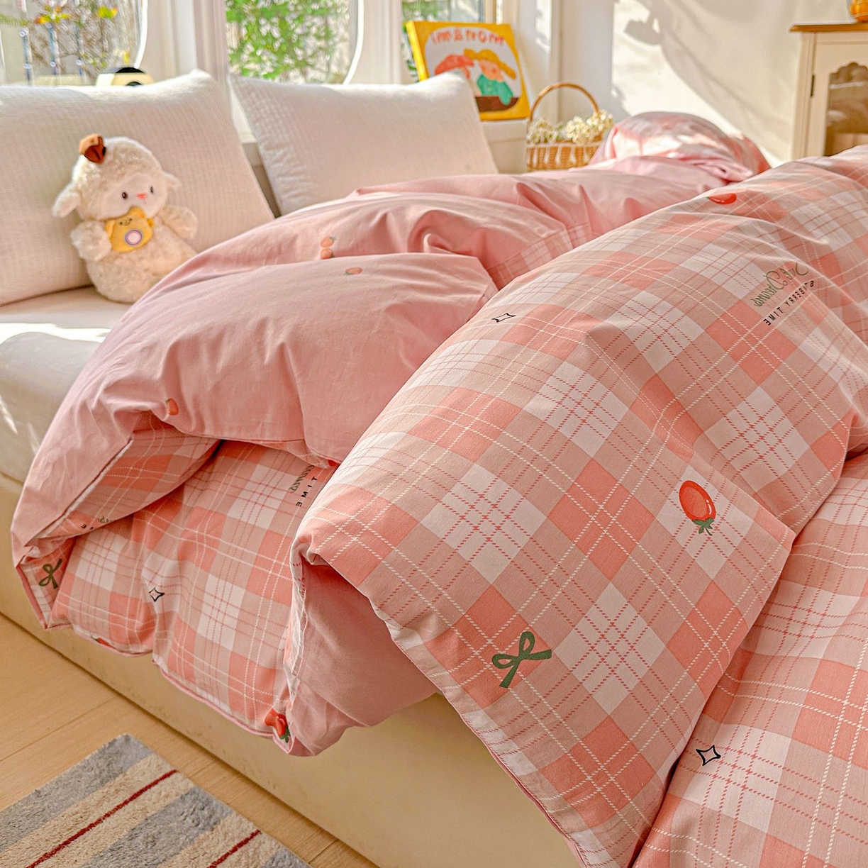 91家纺网 家纺一手货源 找家纺 恩泽家纺 2026新款13372ins全棉印花四件套单品系列-单被套 早安