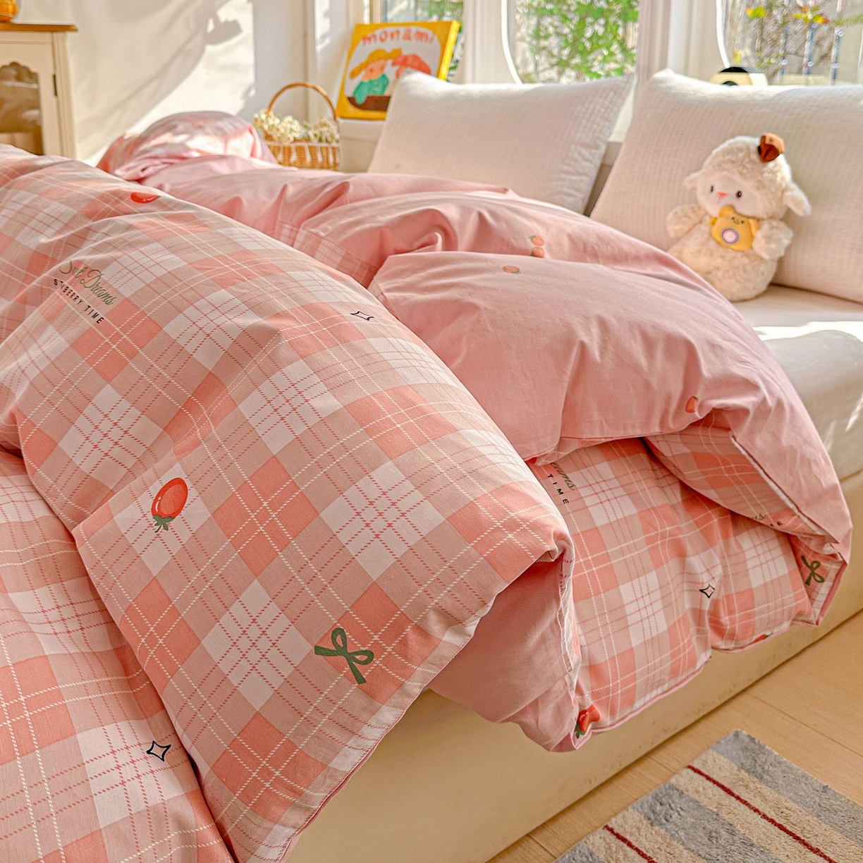 91家纺网 家纺一手货源 找家纺 恩泽家纺 2026新款13372ins全棉印花四件套单品系列-单被套 早安