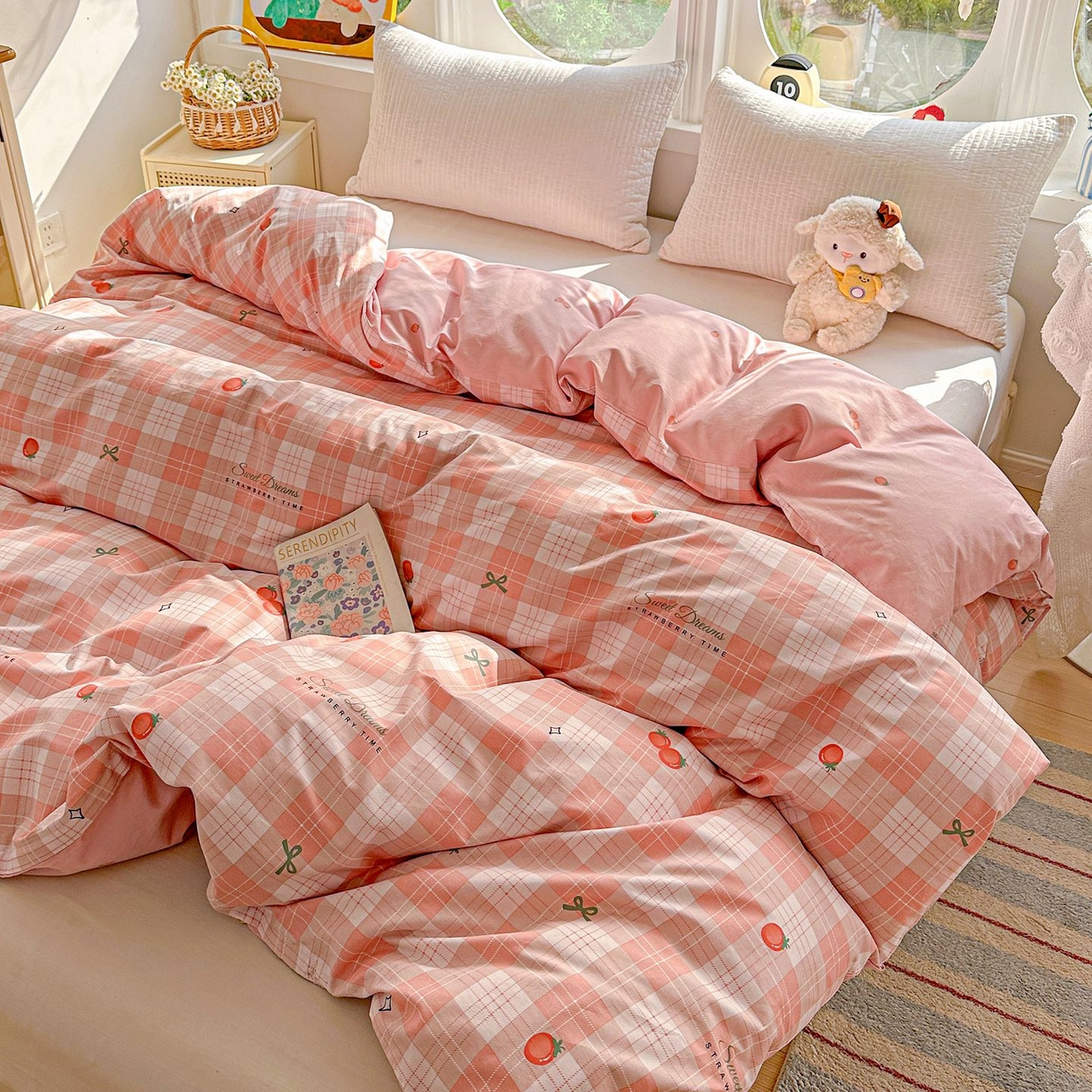 91家纺网 家纺一手货源 找家纺 恩泽家纺 2026新款13372ins全棉印花四件套单品系列-单被套 早安