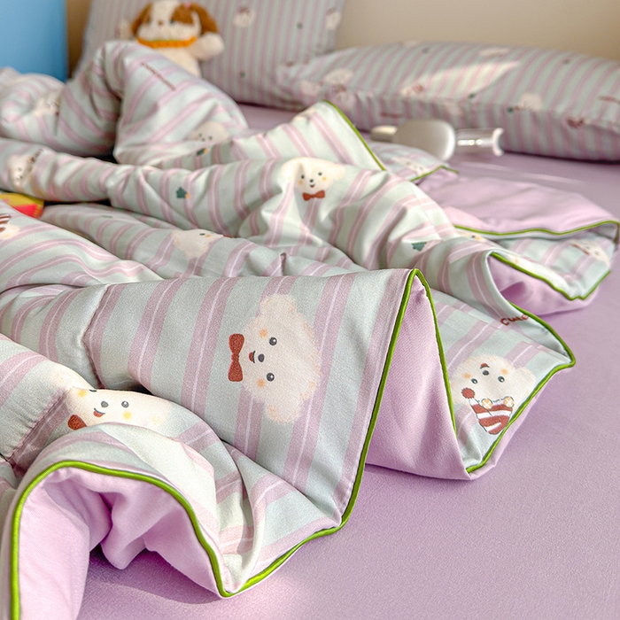 91家纺网 家纺一手货源 找家纺 老帅的工厂店 2026新款A类水洗皱皱纱7A抑菌夏被夏凉被空调被 旺仔狗