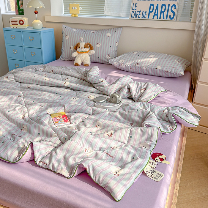 91家纺网 家纺一手货源 找家纺 老帅的工厂店 2026新款A类水洗皱皱纱7A抑菌夏被夏凉被空调被 旺仔狗