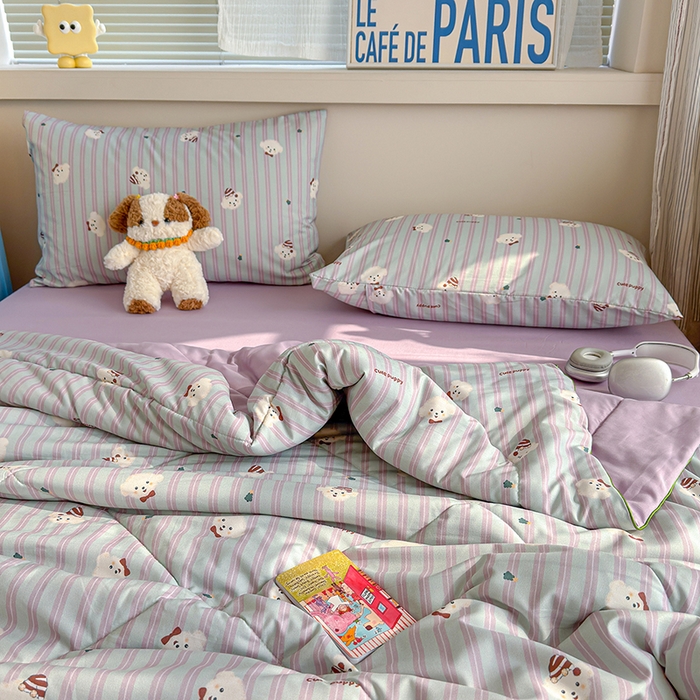 91家纺网 家纺一手货源 找家纺 老帅的工厂店 2026新款A类水洗皱皱纱7A抑菌夏被夏凉被空调被 旺仔狗