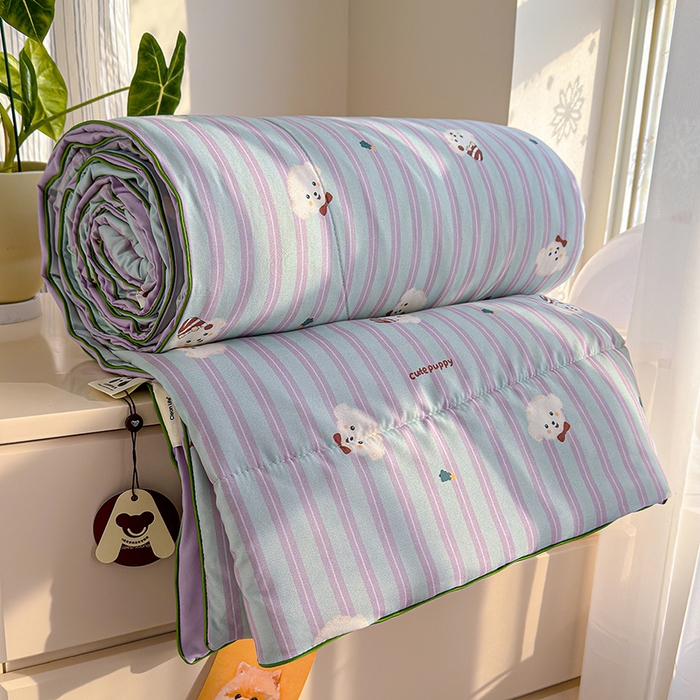 91家纺网 家纺一手货源 找家纺 老帅的工厂店 2026新款A类水洗皱皱纱7A抑菌夏被夏凉被空调被 旺仔狗