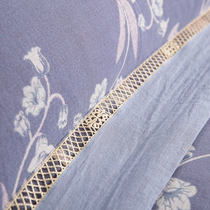91家纺网 家纺一手货源 找家纺 （总）双层纱家居 2026新款轻奢系列铃兰镂空飞边款四件套-莫兰迪