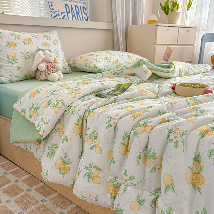 91家纺网 家纺一手货源 找家纺 老帅的工厂店 2026新款A类水洗皱皱纱7A抑菌夏被夏凉被空调被 鲜柠水彩