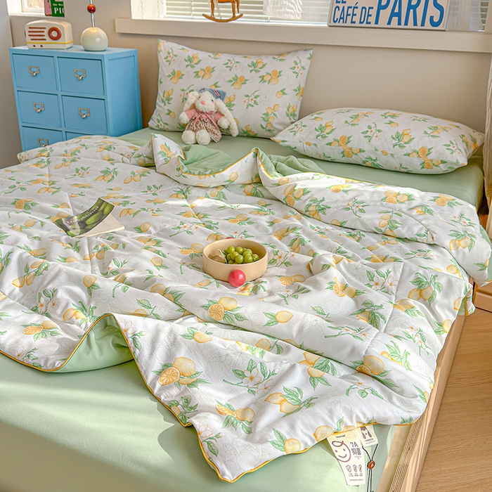 91家纺网 家纺一手货源 找家纺 老帅的工厂店 2026新款A类水洗皱皱纱7A抑菌夏被夏凉被空调被 鲜柠水彩