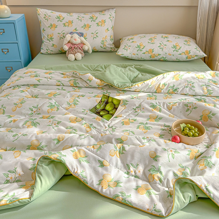 91家纺网 家纺一手货源 找家纺 老帅的工厂店 2026新款A类水洗皱皱纱7A抑菌夏被夏凉被空调被 鲜柠水彩