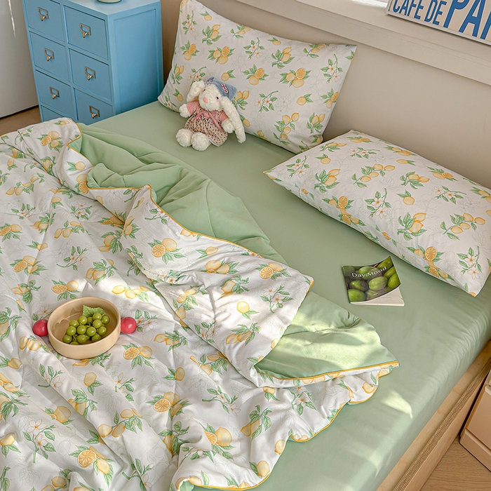 91家纺网 家纺一手货源 找家纺 老帅的工厂店 2026新款A类水洗皱皱纱7A抑菌夏被夏凉被空调被 鲜柠水彩