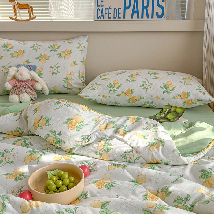 91家纺网 家纺一手货源 找家纺 老帅的工厂店 2026新款A类水洗皱皱纱7A抑菌夏被夏凉被空调被 鲜柠水彩