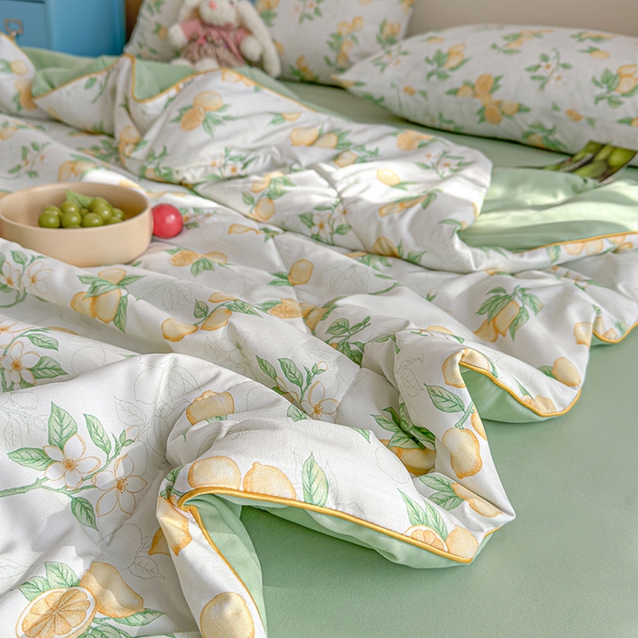 91家纺网 家纺一手货源 找家纺 老帅的工厂店 2026新款A类水洗皱皱纱7A抑菌夏被夏凉被空调被 鲜柠水彩