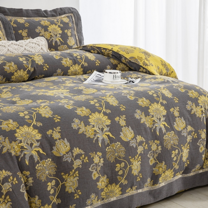 91家纺网 家纺一手货源 找家纺 （总）双层纱家居 2026新款黑金镂空飞边款四件套-婉颜