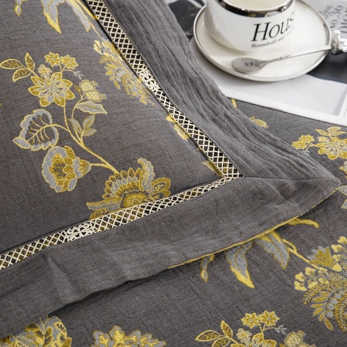 91家纺网 家纺一手货源 找家纺 （总）双层纱家居 2026新款黑金镂空飞边款四件套-婉颜