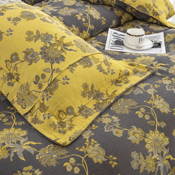 91家纺网 家纺一手货源 找家纺 （总）双层纱家居 2026新款黑金镂空飞边款四件套-婉颜