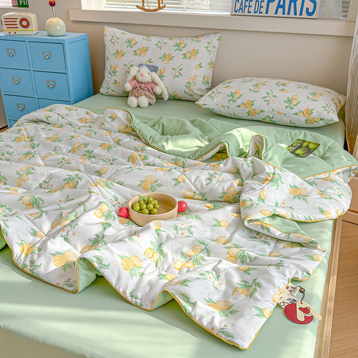 91家纺网 家纺一手货源 找家纺 老帅的工厂店 2026新款A类水洗皱皱纱7A抑菌夏被夏凉被空调被 鲜柠水彩