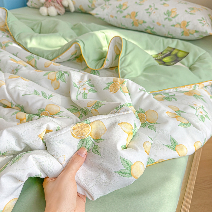 91家纺网 家纺一手货源 找家纺 老帅的工厂店 2026新款A类水洗皱皱纱7A抑菌夏被夏凉被空调被 鲜柠水彩