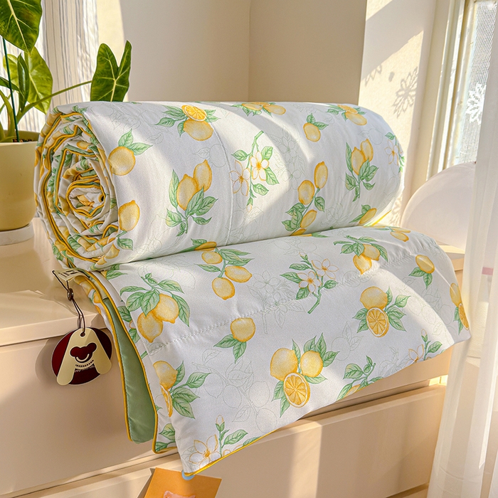 91家纺网 家纺一手货源 找家纺 老帅的工厂店 2026新款A类水洗皱皱纱7A抑菌夏被夏凉被空调被 鲜柠水彩