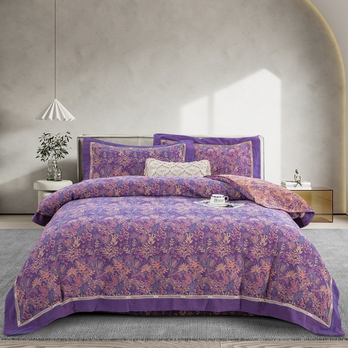 91家纺网 家纺一手货源 找家纺 双层纱家居 2026新款镂空飞边款四件套-薰衣草 薰衣草-紫