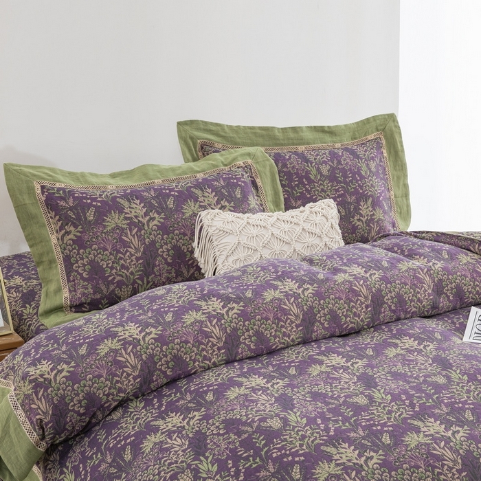 91家纺网 家纺一手货源 找家纺 双层纱家居 2026新款镂空飞边款四件套-薰衣草 薰衣草