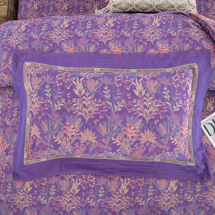 91家纺网 家纺一手货源 找家纺 双层纱家居 2026新款镂空飞边款四件套-薰衣草 薰衣草-紫