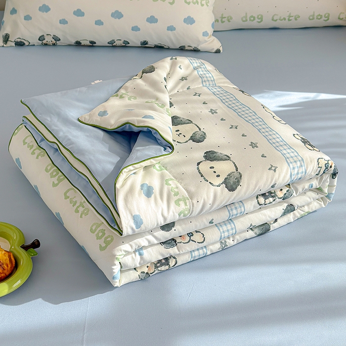 91家纺网 家纺一手货源 找家纺 老帅的工厂店 2026新款A类水洗皱皱纱7A抑菌夏被夏凉被空调被 小狗云朵梦