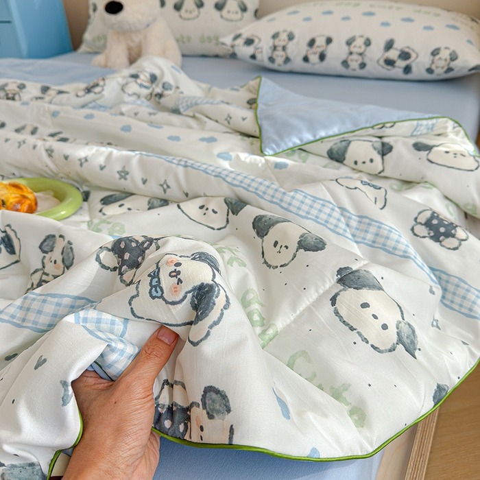 91家纺网 家纺一手货源 找家纺 老帅的工厂店 2026新款A类水洗皱皱纱7A抑菌夏被夏凉被空调被 小狗云朵梦