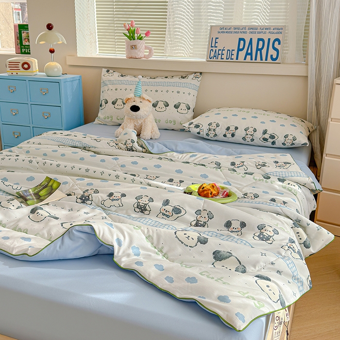 91家纺网 家纺一手货源 找家纺 老帅的工厂店 2026新款A类水洗皱皱纱7A抑菌夏被夏凉被空调被 小狗云朵梦