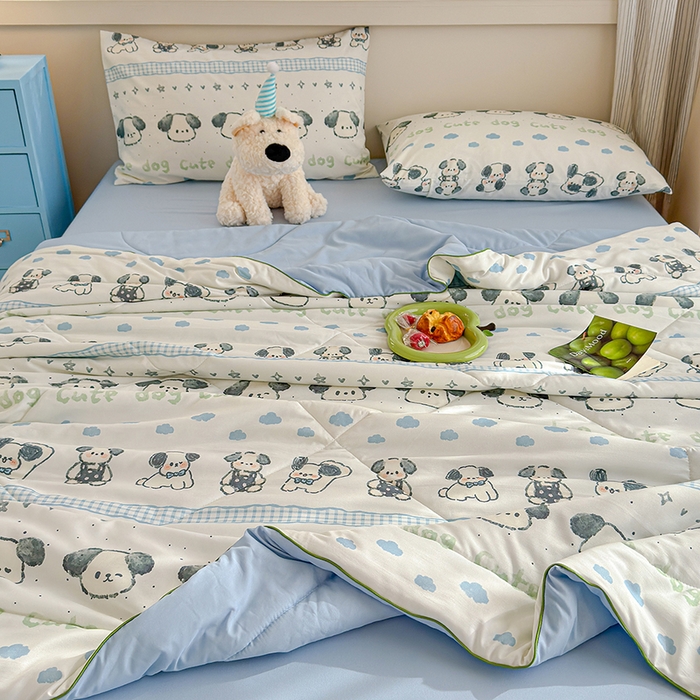 91家纺网 家纺一手货源 找家纺 老帅的工厂店 2026新款A类水洗皱皱纱7A抑菌夏被夏凉被空调被 小狗云朵梦